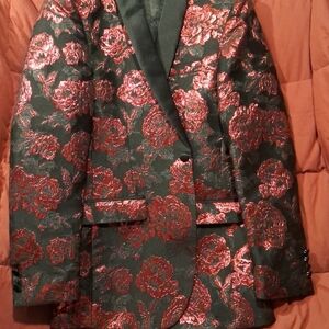 Statement Men's Floral Blazer - Black and Red